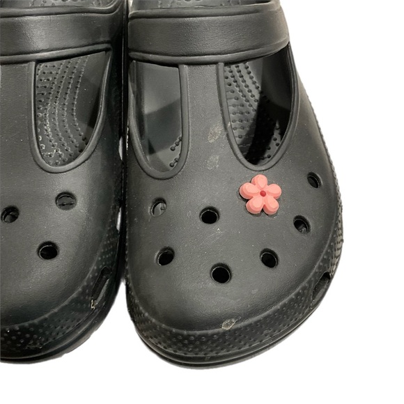 Crocs Candace Clog T-Bar Women's Size 10 Black W/Flower Jibbitz Mules Shoe - Picture 4 of 11